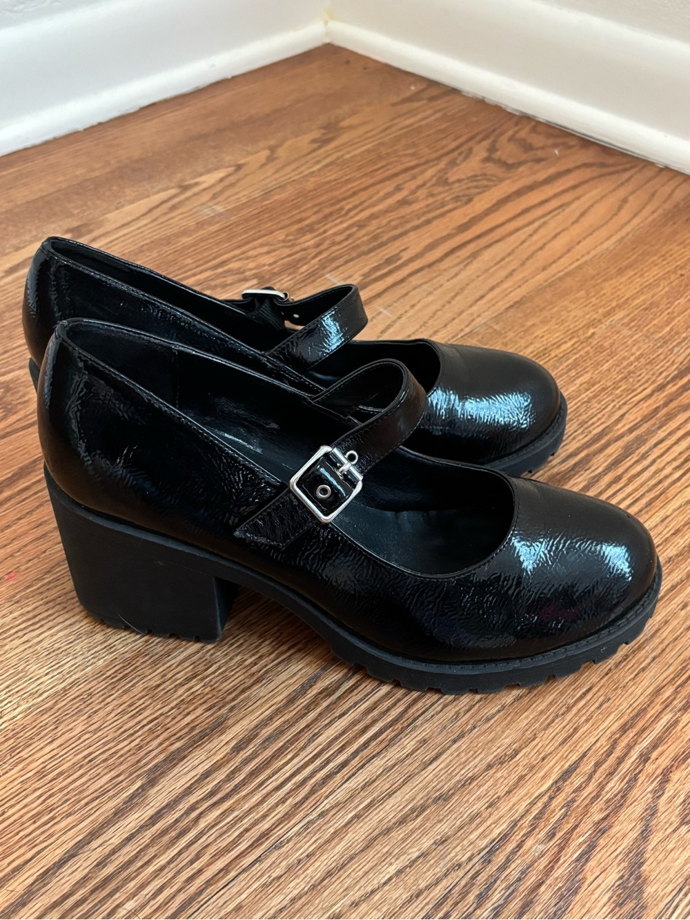 Dirty Laundry Black Patent Mary Jane Flats with Buckle